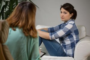 Young woman receiving teen drug addiction treatment